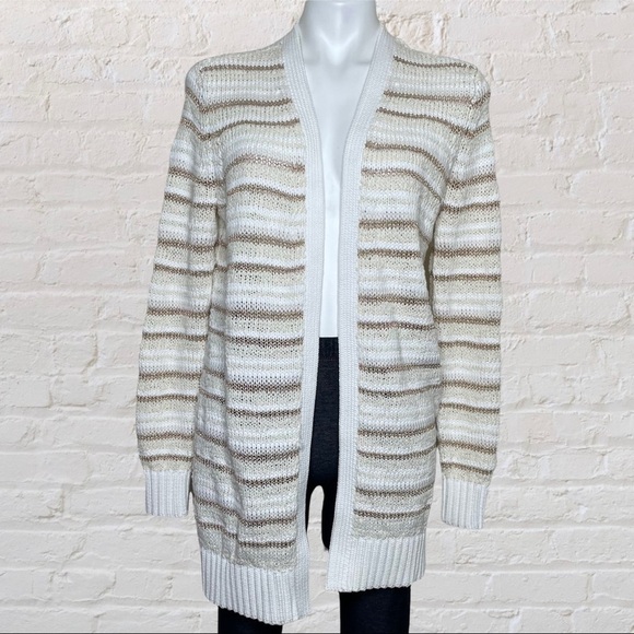 LOFT open cardigan cream and gold NWT medium - Picture 2 of 8